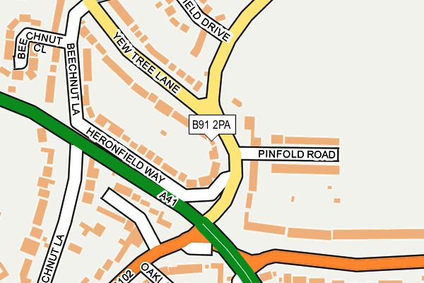 B91 2PA map - OS OpenMap – Local (Ordnance Survey)