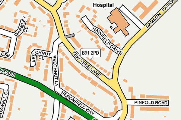 B91 2PD map - OS OpenMap – Local (Ordnance Survey)