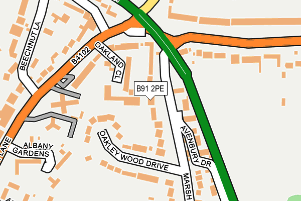 B91 2PE map - OS OpenMap – Local (Ordnance Survey)