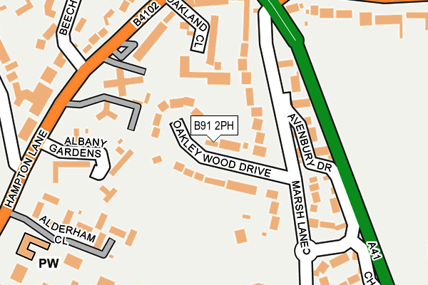 B91 2PH map - OS OpenMap – Local (Ordnance Survey)