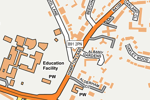 B91 2PN map - OS OpenMap – Local (Ordnance Survey)