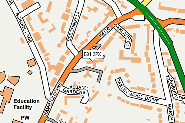 B91 2PX map - OS OpenMap – Local (Ordnance Survey)