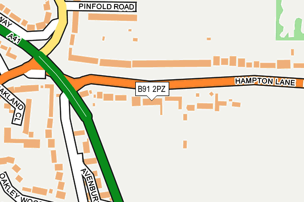 B91 2PZ map - OS OpenMap – Local (Ordnance Survey)