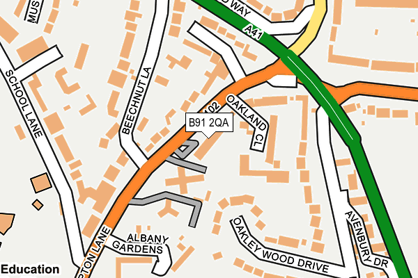 B91 2QA map - OS OpenMap – Local (Ordnance Survey)