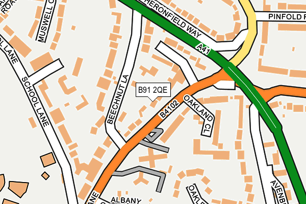 B91 2QE map - OS OpenMap – Local (Ordnance Survey)