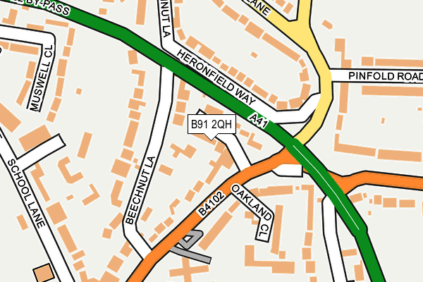 B91 2QH map - OS OpenMap – Local (Ordnance Survey)