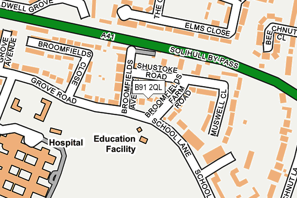 B91 2QL map - OS OpenMap – Local (Ordnance Survey)