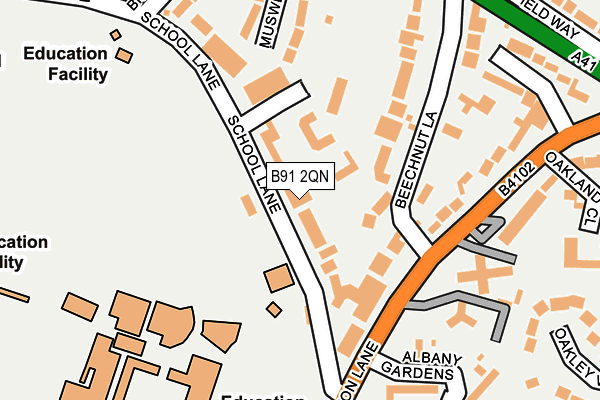 B91 2QN map - OS OpenMap – Local (Ordnance Survey)