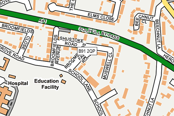 B91 2QP map - OS OpenMap – Local (Ordnance Survey)