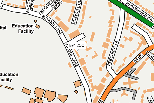 B91 2QQ map - OS OpenMap – Local (Ordnance Survey)