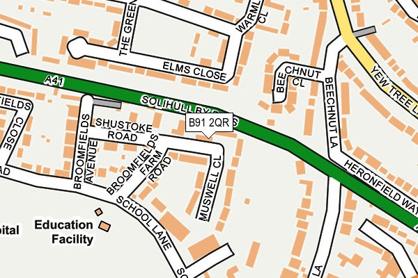 B91 2QR map - OS OpenMap – Local (Ordnance Survey)