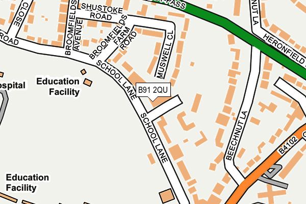 B91 2QU map - OS OpenMap – Local (Ordnance Survey)