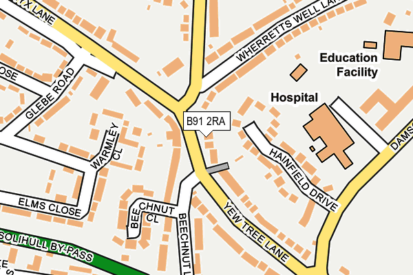 B91 2RA map - OS OpenMap – Local (Ordnance Survey)