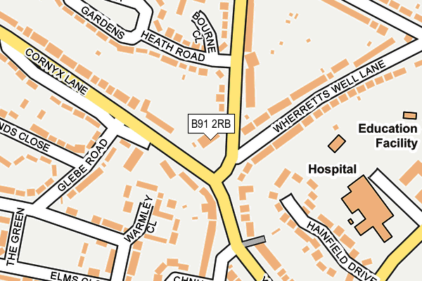 B91 2RB map - OS OpenMap – Local (Ordnance Survey)