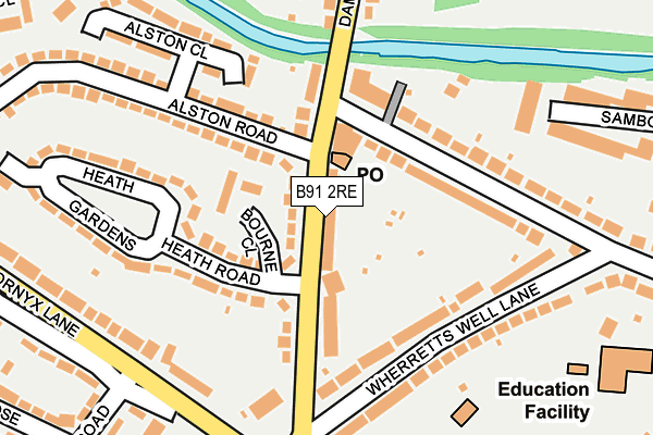 B91 2RE map - OS OpenMap – Local (Ordnance Survey)