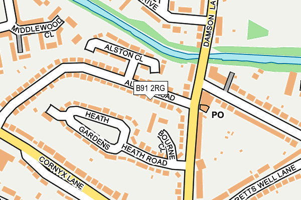 B91 2RG map - OS OpenMap – Local (Ordnance Survey)