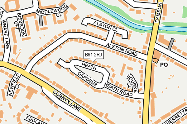B91 2RJ map - OS OpenMap – Local (Ordnance Survey)