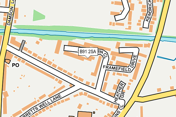 B91 2SA map - OS OpenMap – Local (Ordnance Survey)