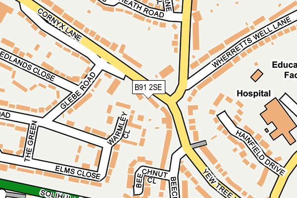 B91 2SE map - OS OpenMap – Local (Ordnance Survey)