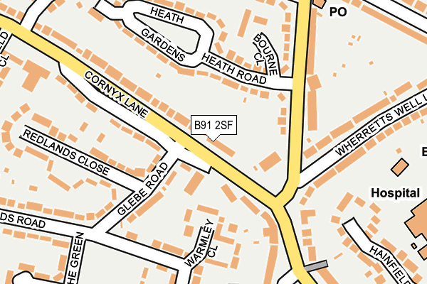 B91 2SF map - OS OpenMap – Local (Ordnance Survey)