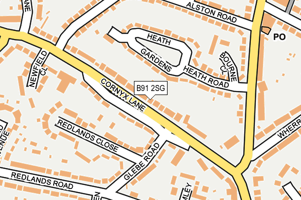 B91 2SG map - OS OpenMap – Local (Ordnance Survey)