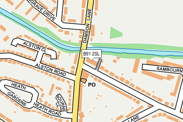 B91 2SL map - OS OpenMap – Local (Ordnance Survey)