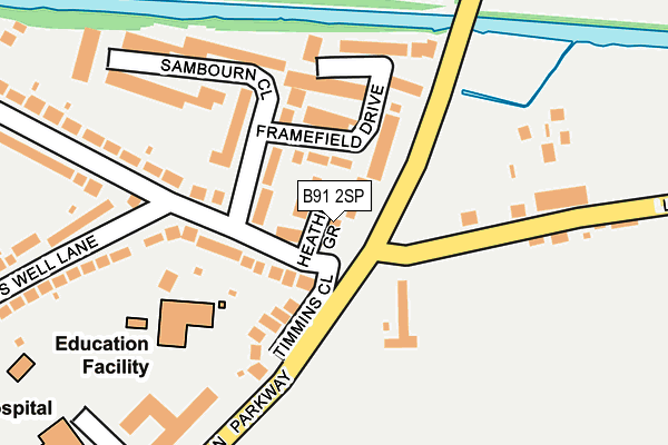 B91 2SP map - OS OpenMap – Local (Ordnance Survey)