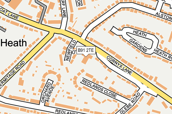 B91 2TE map - OS OpenMap – Local (Ordnance Survey)