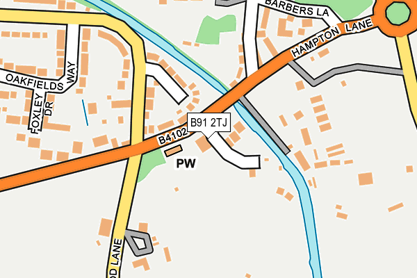 B91 2TJ map - OS OpenMap – Local (Ordnance Survey)