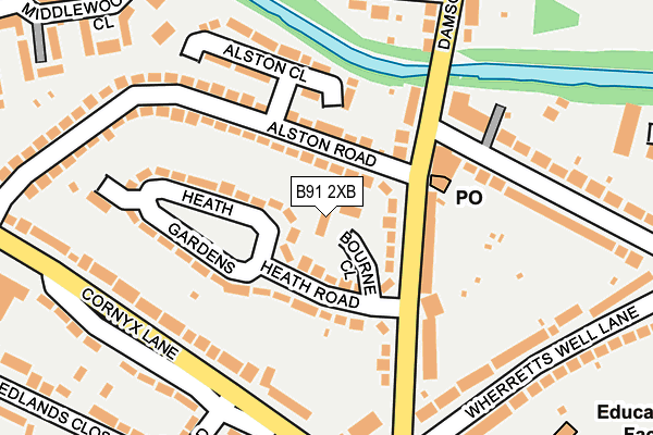 B91 2XB map - OS OpenMap – Local (Ordnance Survey)