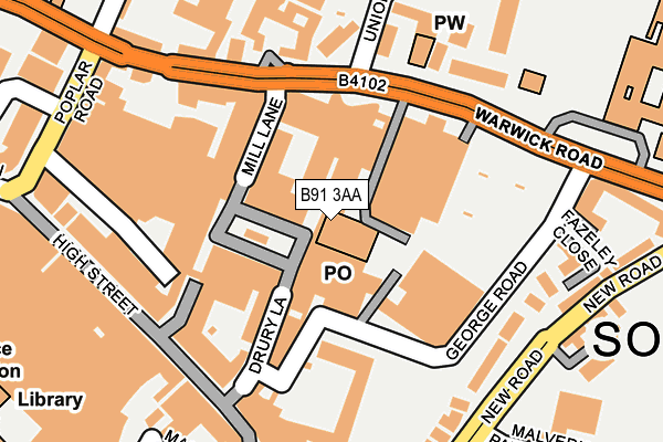 B91 3AA map - OS OpenMap – Local (Ordnance Survey)