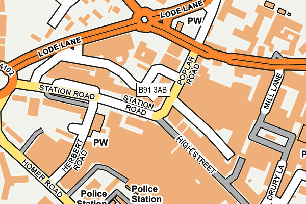 B91 3AB map - OS OpenMap – Local (Ordnance Survey)