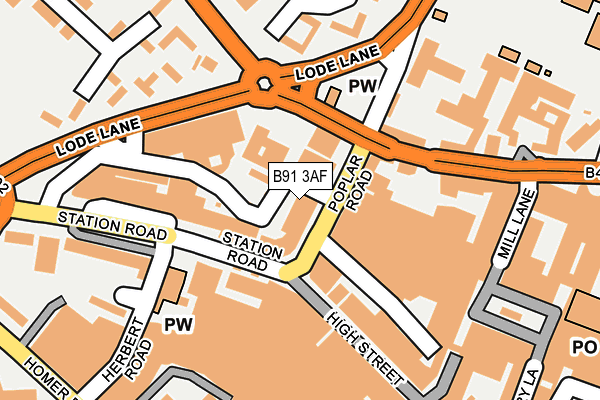 B91 3AF map - OS OpenMap – Local (Ordnance Survey)