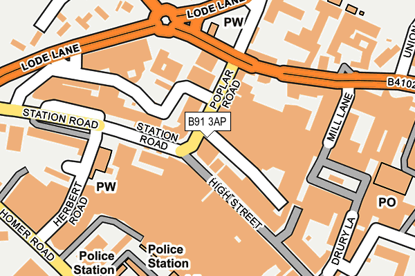 B91 3AP map - OS OpenMap – Local (Ordnance Survey)