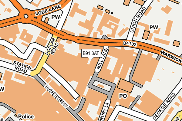 B91 3AT map - OS OpenMap – Local (Ordnance Survey)