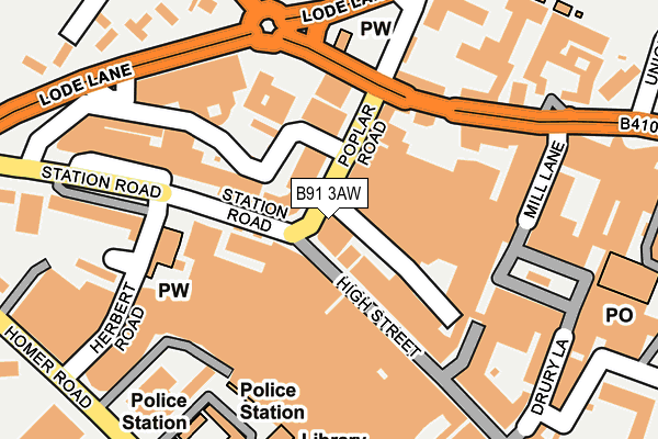 B91 3AW map - OS OpenMap – Local (Ordnance Survey)