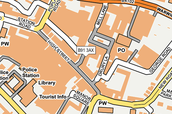 B91 3AX map - OS OpenMap – Local (Ordnance Survey)