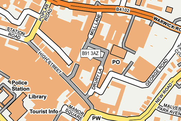 B91 3AZ map - OS OpenMap – Local (Ordnance Survey)