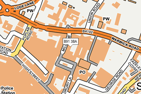 B91 3BA map - OS OpenMap – Local (Ordnance Survey)