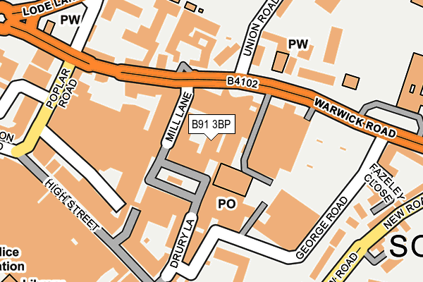 B91 3BP map - OS OpenMap – Local (Ordnance Survey)