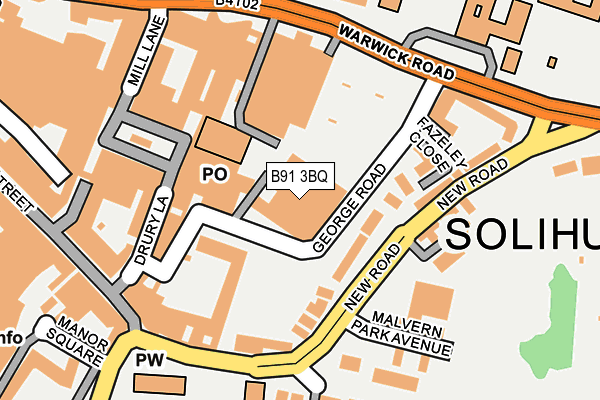 B91 3BQ map - OS OpenMap – Local (Ordnance Survey)