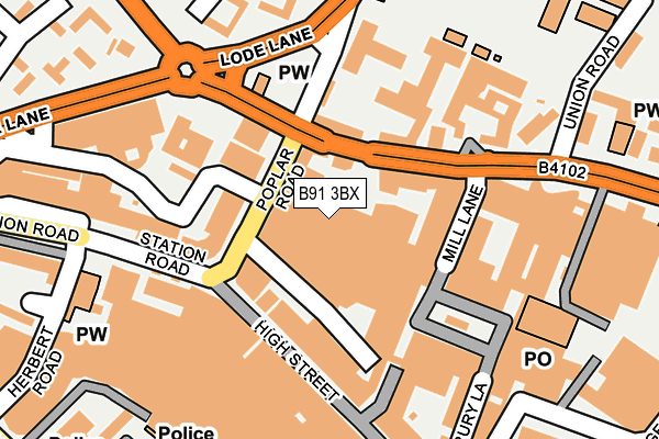 B91 3BX map - OS OpenMap – Local (Ordnance Survey)