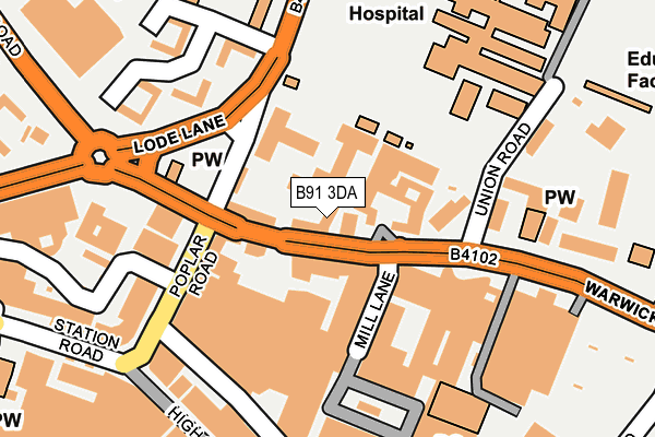 B91 3DA map - OS OpenMap – Local (Ordnance Survey)