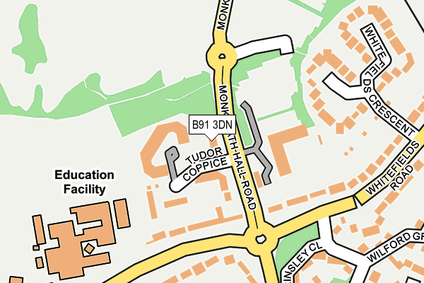 B91 3DN map - OS OpenMap – Local (Ordnance Survey)