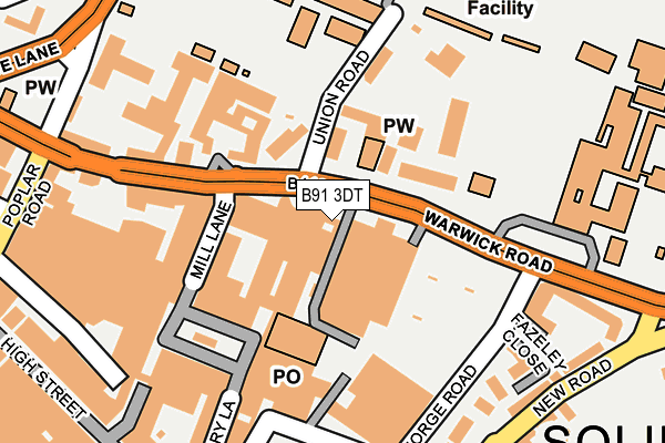 B91 3DT map - OS OpenMap – Local (Ordnance Survey)