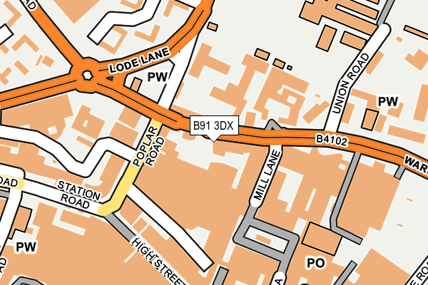 B91 3DX map - OS OpenMap – Local (Ordnance Survey)