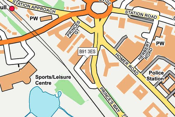 B91 3ES map - OS OpenMap – Local (Ordnance Survey)