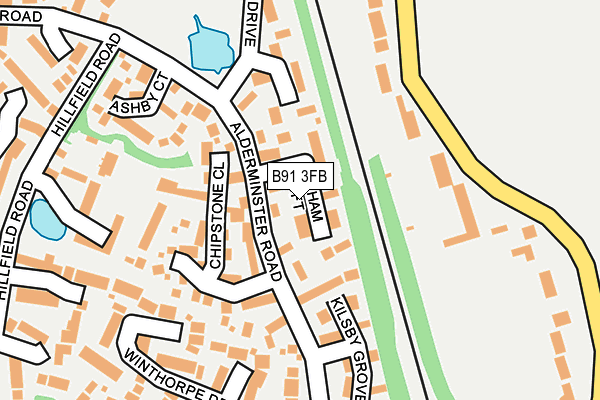 B91 3FB map - OS OpenMap – Local (Ordnance Survey)