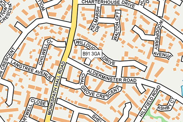 B91 3GA map - OS OpenMap – Local (Ordnance Survey)