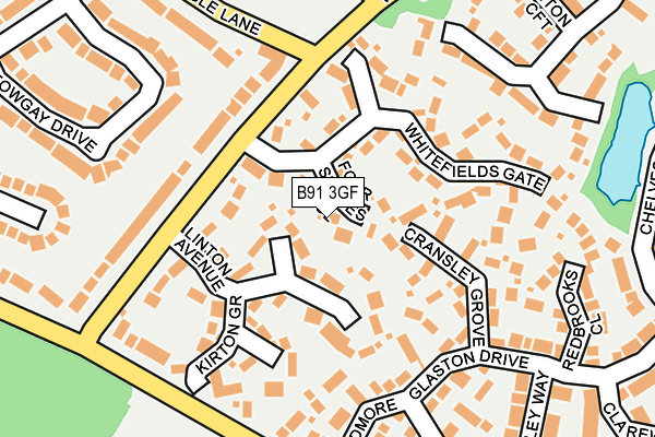 B91 3GF map - OS OpenMap – Local (Ordnance Survey)